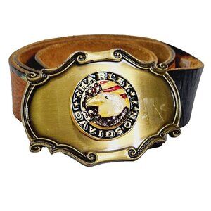 Vintage Harley Davidson 1978 Belt Buckle Made By Raintree W Leather Belt 32‎